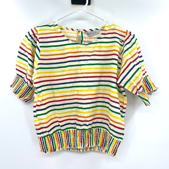 NWT Compania Fantastica Short Sleeve Striped Crop Top Womens Medium - Picture 2 of 8